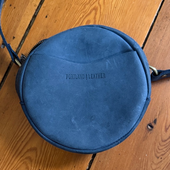 Portland Leather Handbags - Portland Leather Round Crossbody in Deep Blue